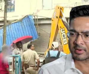 आमतला स्थित अभिषेक बनर्जी के दफ्तर को बुलडोजर से गिराया गया